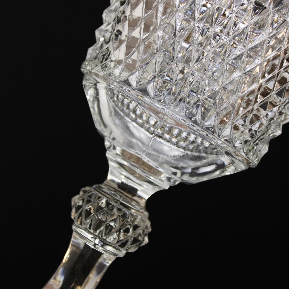 ✨Indiana Glass Diamond Point Apothecary Jar, Pedestal Candy Dish, Chalice - Picture 3 of 12